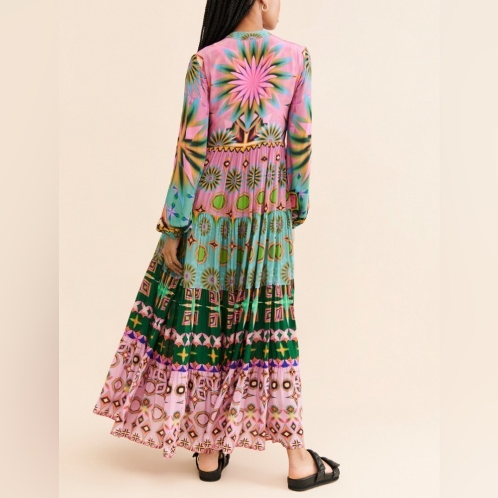 Siddhartha Bansal x Anthropologie Mixed Print Button Front Maxi Dress Size XS - Picture 11 of 15